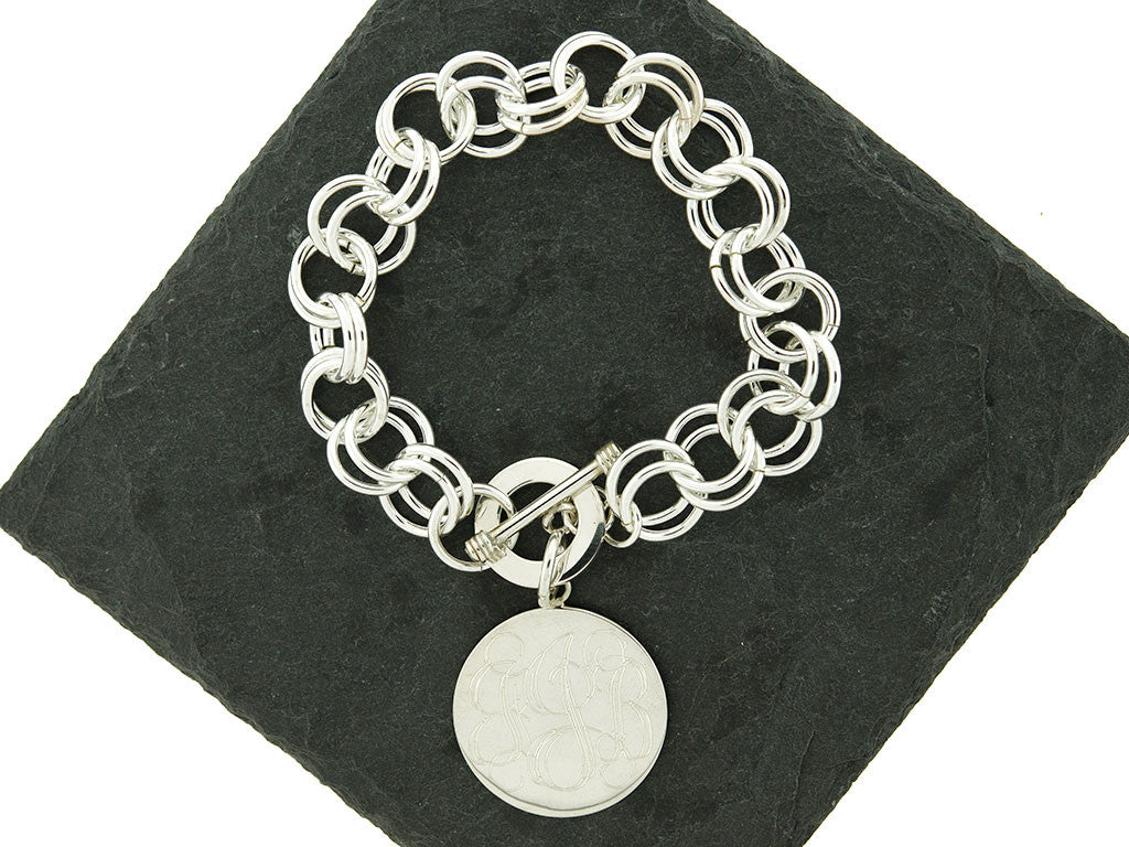 Chunky Double Link Rolo Monogram Charm Bracelet – Sterling Knot