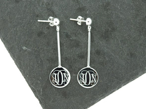 Disc Dangle Stud Monogram Earrings