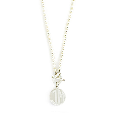 6mm Freshwater Pearl Monogram Toggle Necklace