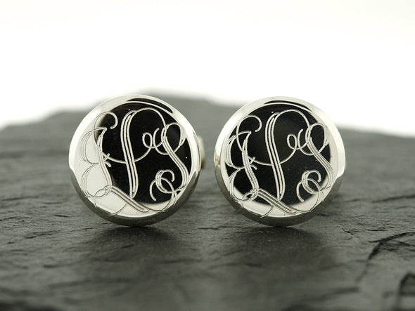 Round Monogram Cuff Links