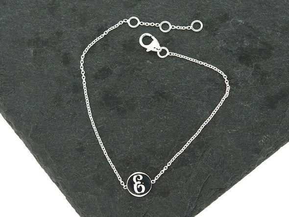 Sterling Knot Circle Disc Monogram Bracelet
