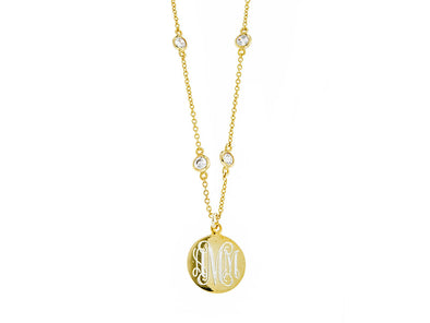 Gold CZ Diamonds by the Yard Monogram Necklace