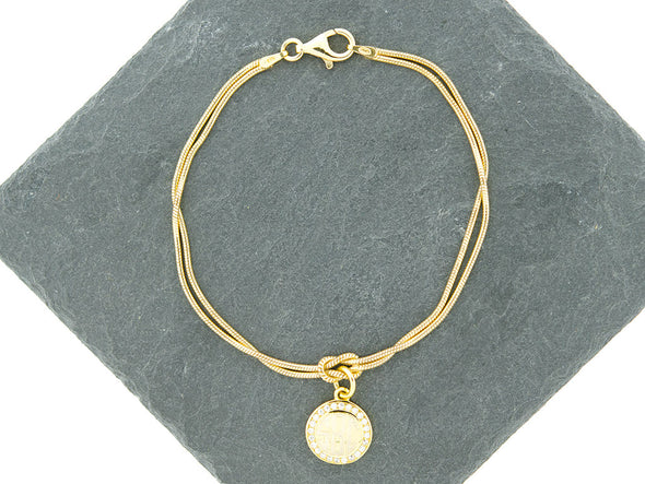 Gold CZ Monogram Knot Bracelet