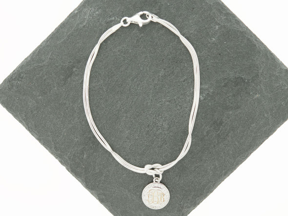 Silver CZ Monogram Knot Bracelet