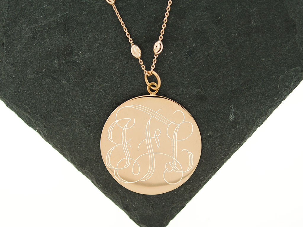 Engravable Gold Vermeil Monogram Disc Necklace