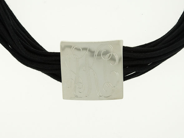 Square Monogram Leather Choker Necklace