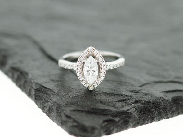 CZ Marquise Halo Ring