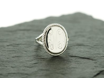 Oval Rope Nautical Monogram Ring