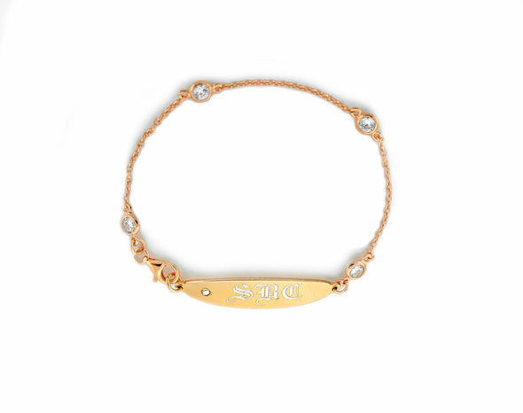 Rose Gold CZ ID Nameplate Bracelet