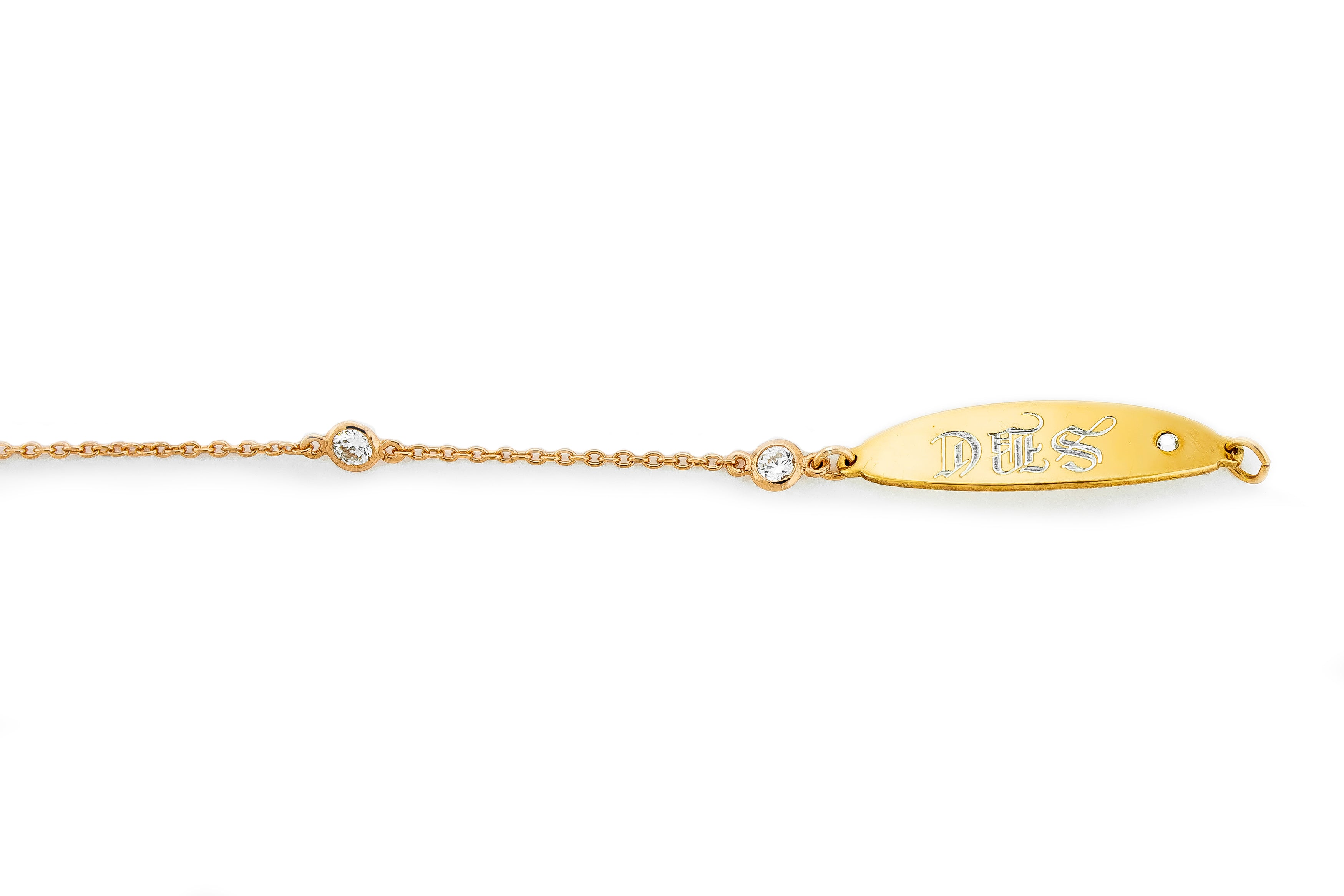 Initial Bracelet in Rose Gold Plated Sterling Silver with CZ Letters P