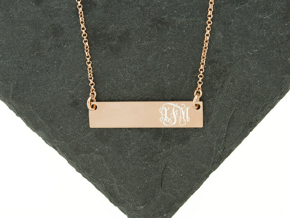 Sterling Knot Rose Gold Bar Necklace