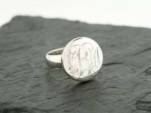 Round Circle Monogram Ring