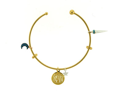 Gold Vermeil Screw Ball Charm Bangle Bracelet