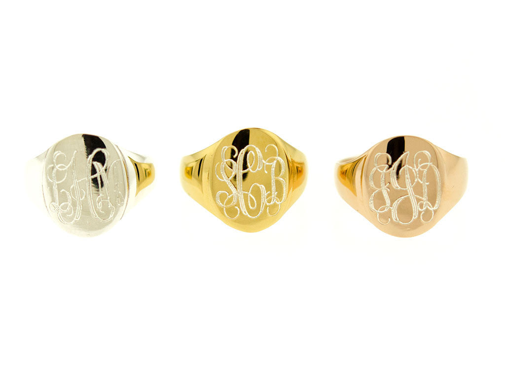 18ct Yellow Gold Plated Monogram Signet Ring - Etsy
