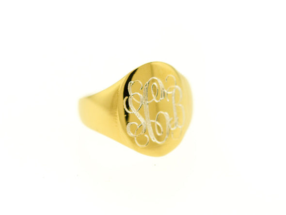 Gold Vermeil Oval Signet Monogram Ring