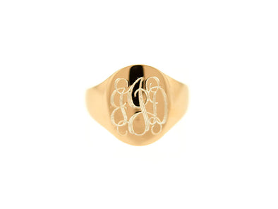 Rose Gold Oval Signet Monogram Ring