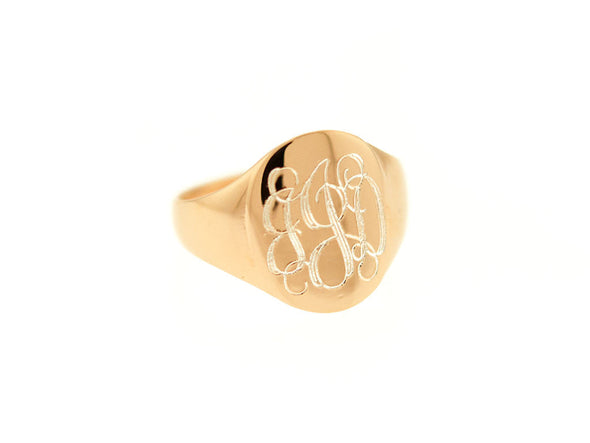Rose Gold Oval Signet Monogram Ring