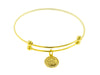 Gold CZ Slide Stretch Charm Bangle Bracelet