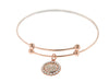 Rose Gold Pearl Slide Stretch Charm Bangle Bracelet