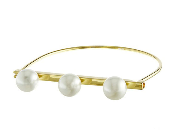 Three Pearl Bangle Bracelet