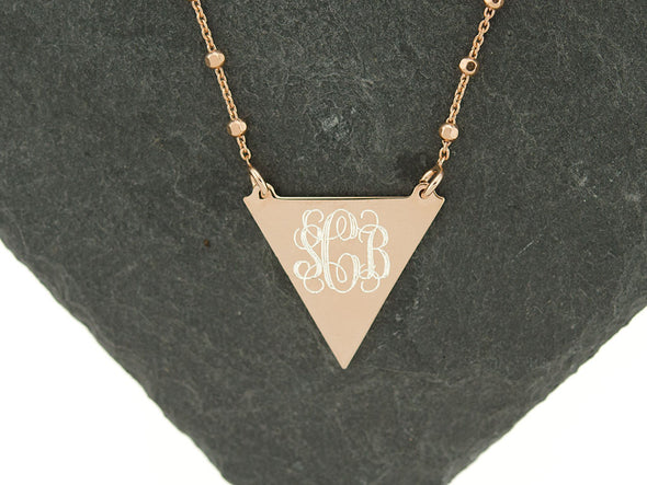 Rose Gold Triangle Satellite Monogram Necklace