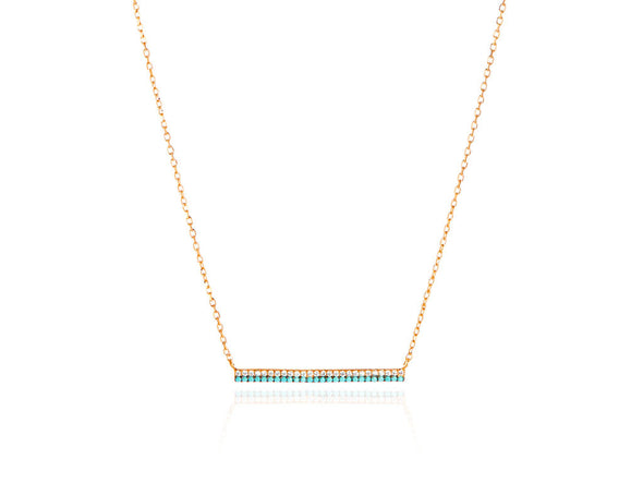 Turquoise and CZ Bar Necklace